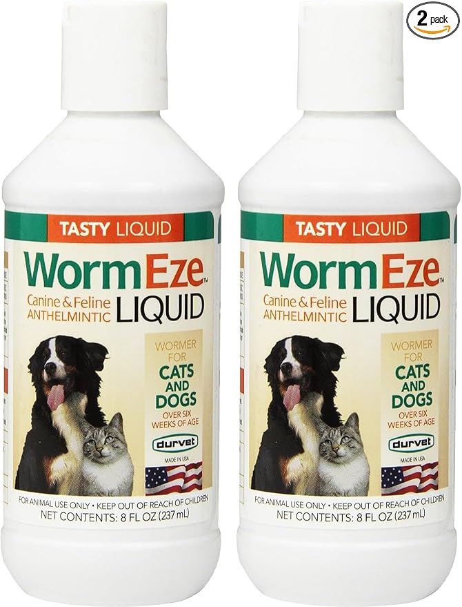 Durvet WormEze Liquid Canine & Feline Antihelmintic, 8 oz (Pack of 2)
