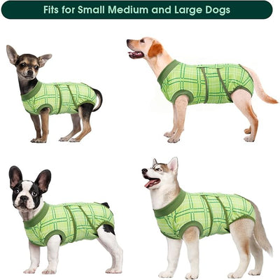 Kuoser Dog Recovery Suit for Female Male Dogs, Post-Surgery Bodysuit for Spay Neuter, Dog Onesie After Surgery, Anti-Licking Pet Surgical Recovery Suit, Green XXL