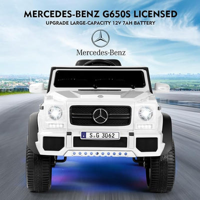 JOYLDIAS Kids Ride On Cars, Licensed Mercedes-Benz Maybach G650S, 12V7AH Battery Powered Toy Electric Car for Kids W/LED Underglow Lights, Remote Control,2 Motors, 3 Speeds,Music,Bluetooth,Horn, White