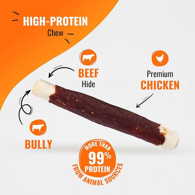 GOOD 'N' FUN Triple Flavor Rolls with Bully Chews, High-Protein Dog Treat for Large Adult Dogs, Made with Real Beef Hide, Chicken, Bully & Beef Liver Flavor, 3 Count