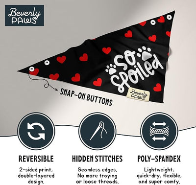 Funny Snap-On Dog Bandana for Small Medium Large Pets, Dogs Cats Adjustable Handkerchief Scarf for Girl & Boy, Cute Puppy Apparel & Accessories (So Spoiled, X-Large)