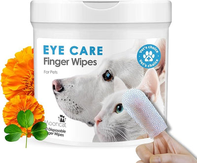 Mooncat Eye Wipes for Dogs & Cats — Tear Stain & Eye Goop Remover, 40ct | Lightens Tear Stains & Clears Eye Goop — Maltese, Poodle, Shih Tzu, Yorkie & Persian. Keeps eye area clean & bright daily.
