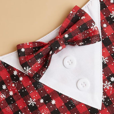 Tuxedo Dog Collar for Wedding Engagement and Birthday, Formal Dog Bandana Collar Costume with Bow Tie and Adjustable Buckle,Suitable for Small Medium Large Dog. (Snowflake, XL)