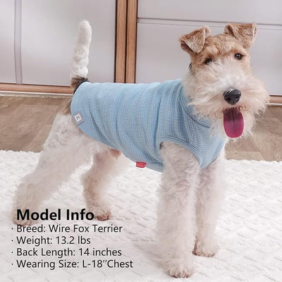 KYEESE 2Pack Waffle Dog Shirts, Lightweight Sleeveless Dog T Shirts for Small Dogs Boy, Breathable Pet Vest Comfort Tank Top Soft Dogs Clothes for Daily Wear, Blue+Grey, L