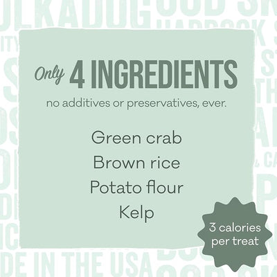 Polkadog Green Crab & Kelp Crunchy Training Bits - All Natural, Limited Ingredient, Premium Training Treats for Dogs, Omega-3 Rich. Great for Allergies, Handcrafted in USA - 7oz (1pk)