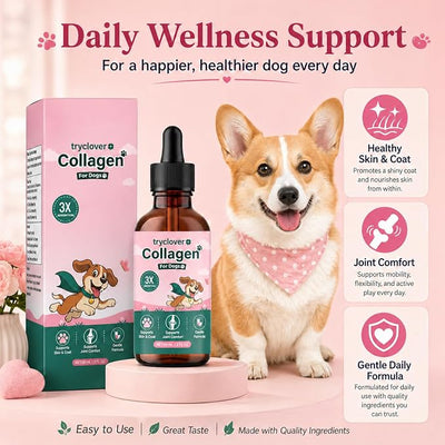 Collagen for Dogs, Bloom Collagen for Dogs, Premium Liquid for Daily Joint Skin Health & Coat, Gentle Formula, Convenient to Add to Food, 60ml (1pcs)