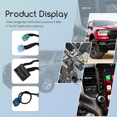 XTPTFABS Main Connector Integration Adapter,Adaptor for Sirius Antenna Compatible with 2019-2022 Dodge Ram UCONNECT 5 with 5" Or 8.4" Radio