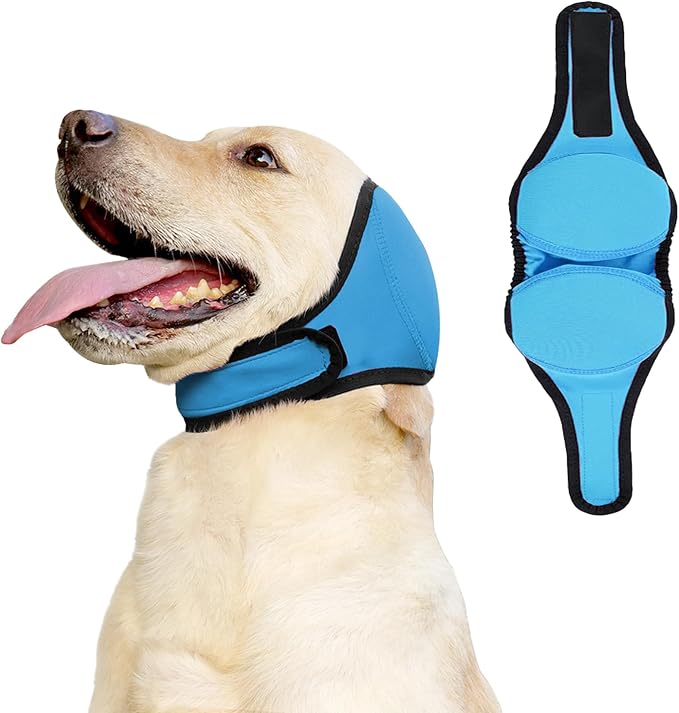 Dog Ear Muffs for Noise Protection, Soft Quiet Dog Ear Headband, Dog Ear Covers for Anxiety Relief, Calming No Flap Ear Wraps for Dog Hematoma Fireworks Thunderstorms Bathing Grooming
