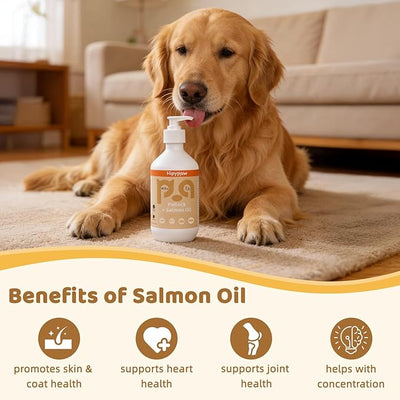 Fish Oil Omega 3 for Dogs - Salmon & Pollock Oil for Dogs and Cats - Defense Liquid Supplement for Skin, Coat Brain, Hip, Joint and Heart Health - Omega Oil for Pet(16OZ)
