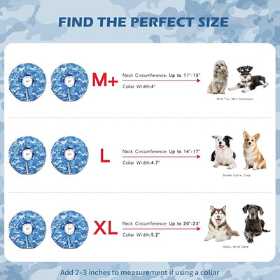 IEUUMLER Inflatable Recovery Dog Cone Collar, Neck Donut Protective ECollar, Adjustable Soft Collar for Dog and Cat After Surgery Prevent from Biting & Licking EU020 Blue Camo M