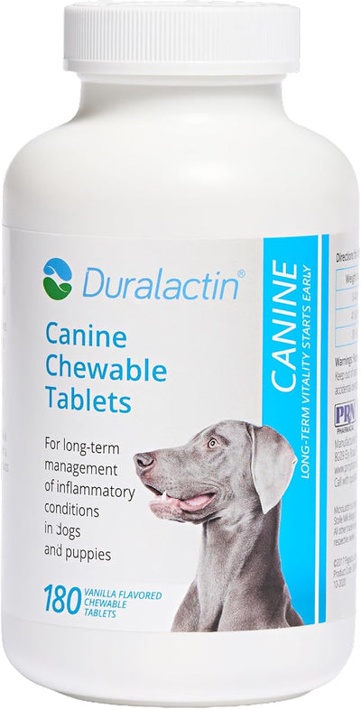 PRN Pharmacal Duralactin Canine Chewable Tablets - Joint Health Supplement for Dogs & Puppies - Pet Mobility Support - Vanilla Flavored Chews - 180 Count