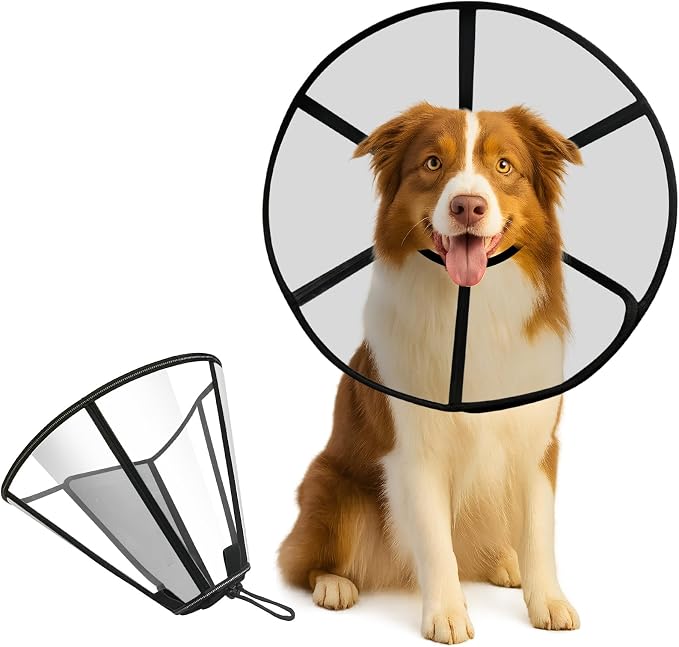 Adjustable Soft Dog Cone Collar for After Surgery Recovery, Comfortable Pet Recovery Protective Collar for Medium Large Dogs, Elizabethan Dog Neck Collar (XL, Black)