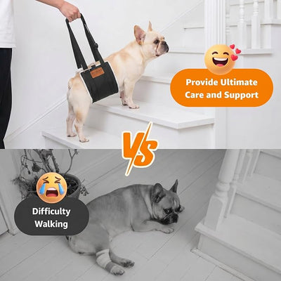 Dog Sling for Back Legs, Dog Lift Harness, Magic Tape Dog Sling for Large Dogs Hind Leg Support, Elderly Dog Lifter, Assist Canie Hip Arthritis K9 Cruciate Ligament Rehabilitation (Small)