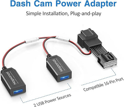 GPS Dash Cam Power Adapter, (16Pin Type A Connector) Mirror Camera Radar Charger Station GPS Dashcam Charger Cable for Select Ford Bronco, F150 and More with Auto-dimming Rearview Mirror