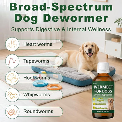 Ivermectin for Dogs, Digestive Health & Vitality Support, Safe for Puppies & Dogs, 3.38 oz