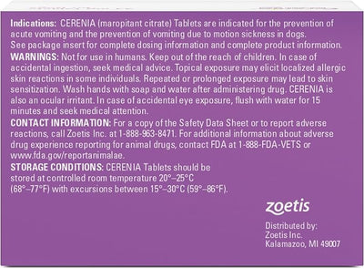 Cerenia (maropitant Citrate) for Dogs, 24 mg (Purple), 4 Tablets