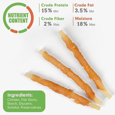 MON2SUN Dog Treats, 4.5-4.7 Inch Chicken Wrapped Codfish Sticks, Soft Chewy Training Treats for Small Dogs, Low-Fat Rawhide-Free Chews, 14.11 oz (40 Count) ×2