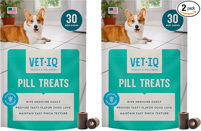 VETIQ Pill Treats for Dogs, Chicken Flavor, 30 Count | Advanced Formula | Soft Chews | Made in USA | Pack of 2