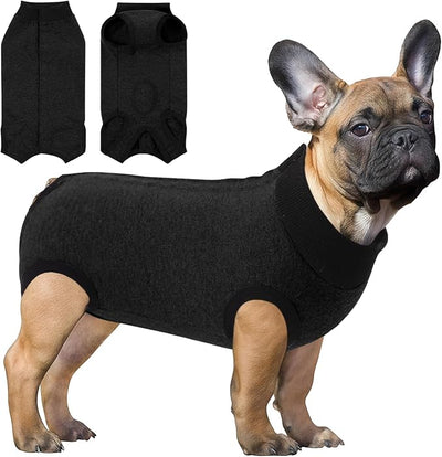SAWMONG Recovery Suit for Dogs Female Male, Breathable Dog Onesie After Surgery Spay Neuter, Professional Dog Surgical Suit, Substitute Pet E-Collar Cone, Black, X-Small