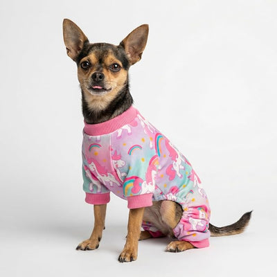 Fitwarm Dreamy Unicorn Fleece Dog Pajamas, Fairy Winter Clothes for Small Dogs Girl, Cozy Pet Onesie, Pink, Blue, XL
