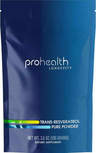 ProHealth Longevity Bulk Trans Resveratrol Powder 100 Grams - Pure Pharmaceutical Grade, 1000 mg per Scoop, Superior Absorption and Bioavailability