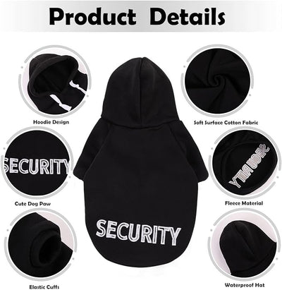 SAWMONG Dog Security Hoodie,Flannel Pet Hooded Sweater with Hat Puppy Pullover Sweater Shirt,Dog (Black,L)
