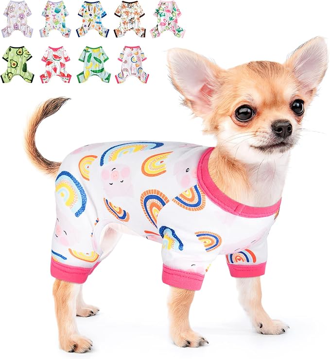 Dog Pajamas Pjs Soft Stretchy Dog Clothes for Small Dogs Girl Boy Medium Size Dogs Spring Summer Puppy Clothes Doggie Onesies Cat Pet Jammies Outfit