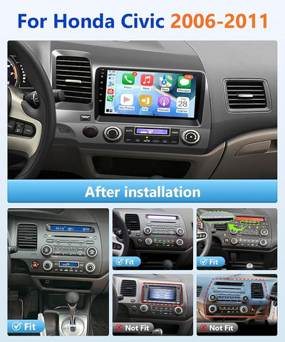 8Core Android Car Stereo for Honda Civic 2006 to 2011 Wireless Apple CarPlay Android Auto, Radio for Honda Civic Car Play, 5G WiFi GPS Navi FM RDS EQ DSP Audio Receiver SWC AHD Camera, 2G+32G