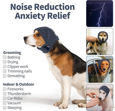 Nanaki Dog Calming Hoodie No Shake Ear Wraps for Dogs, Adjustable Head Protection Cover Doggy Muffs Head Warp, Pet Hematoma Ear Wrap for Anxiety Relief, Grooming and Force Drying, Bathing, Fireworks