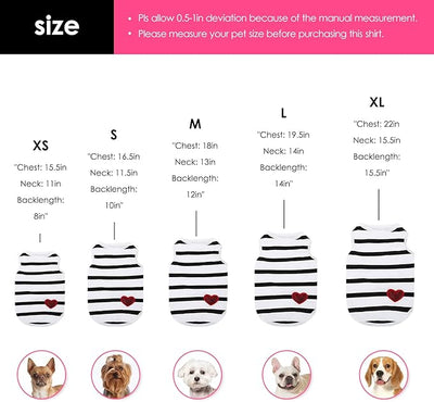 Dog Shirts for Medium Dogs, Striped T-Shirts Pets Vest Pet Apparel Tee Shirts Dog Tank Top Spring Summer Suitable for Chihuahua French Bulldog Bichon Shih Tzu