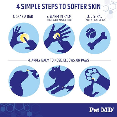 Pet MD Dog Paw Balm - 3-in-1 Paw, Nose/Snout, & Elbow Moisturizer & Paw Protectors for Dogs - 2 oz Paw Wax with Shea Butter, Coconut Oil, & Beeswax