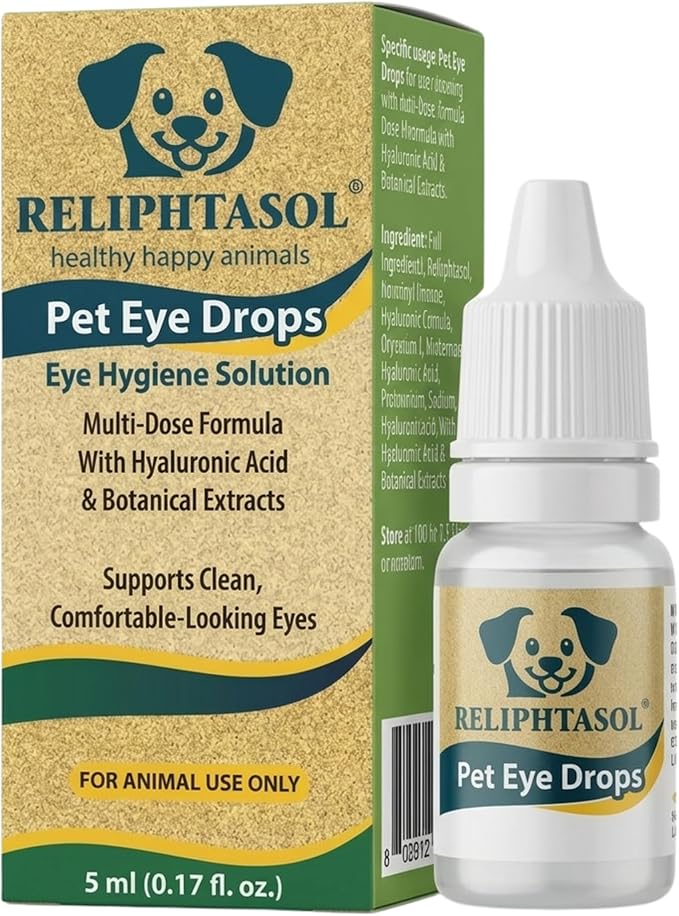Pet Eye Drops – Vet-Formulated Dog Eye Infection Inflamation Treatment, Allergy Relief, Dry Eyes & Red Eye, Tear Stain Remover for Dogs, Cats, Cattle, Sheep, Horses – 5 mL 0.17 fl oz (1 Bottle)