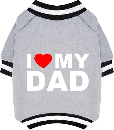 Cute Dog Sweater - Stretchy Dog Pullover Sweatshirt,Soft and Warm Winter Clothes for Boy & Girl Dogs,Suitable for Puppies & Adult Dogs (Light Grey (I Love My Dad), Medium)