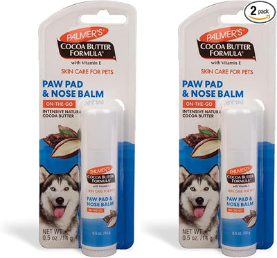 Palmer's for Pets Cocoa Butter Paw Pad and Nose Balm Swivel Stick, Fragrance Free - Moisturizing Dog Balm with Vitamin E, Peppermint Oil, Shea Butter, Rough or Dry Pads, 0.5 oz (Pack of 2)