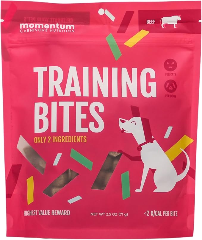 Momentum Carnivore Nutrition Freeze-Dried Beef Training Bites – Two Ingredients-Beef Kidney and Heart, Grain-Free, All-Natural Dog Treats –Made in USA – Perfect for Training & Rewards- 2.5 oz Bag