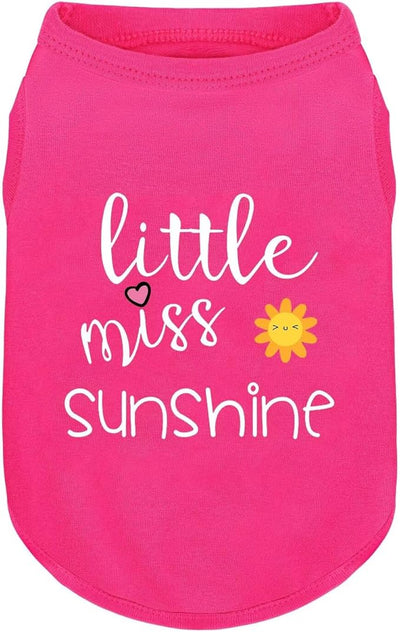 Pink Cotton Dog Shirt with 'Little Miss Sunshine' Print, Soft & Breathable Pet Apparel for Small to Large Dogs, All-Season Sleeveless Vest, Cute and Comfortable Dog Outfit.Pink Sun 3XL