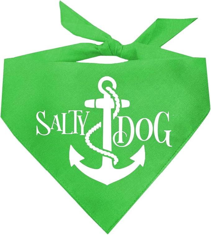 Salty Dog Dog Bandana 100% Cotton Adjustable Triangle Summer Vacation Beach Pool | Lime, One Size (100)