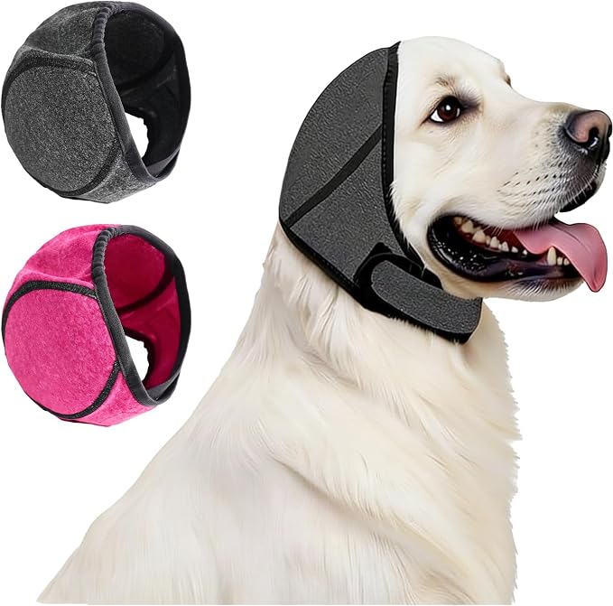 2PCS Dog Ear Muffs Noise Protection No Flap Ear Wrap for Dog Anxiety for Bathing Grooming Swimming Cold Weather