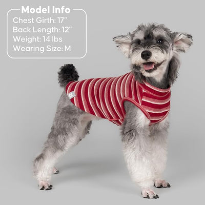KYEESE 2Pack Waffle Dog Shirts, Lightweight Sleeveless Dog T Shirts for Small Dogs Boy Girl, Breathable Puppy Vest Comfortable Tank Top Soft Dogs Clothes for Daily Wear, Red+Striped, S