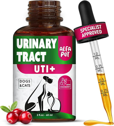 Сat Urinary Tract Infection Treatment with Cranberry – Dog UTI Treatment to Care for Bladder – Cat UTI Treatment for Kidneys – Preventive Support for Renal Health in Drops – 2 Oz
