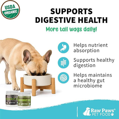 Raw Paws Organic Virgin Coconut Oil for Dogs & Cats, 8-oz - Supports Immune System, Digestion, Oral Health, Thyroid - All Natural Allergy Relief for Dogs - Hairball Relief