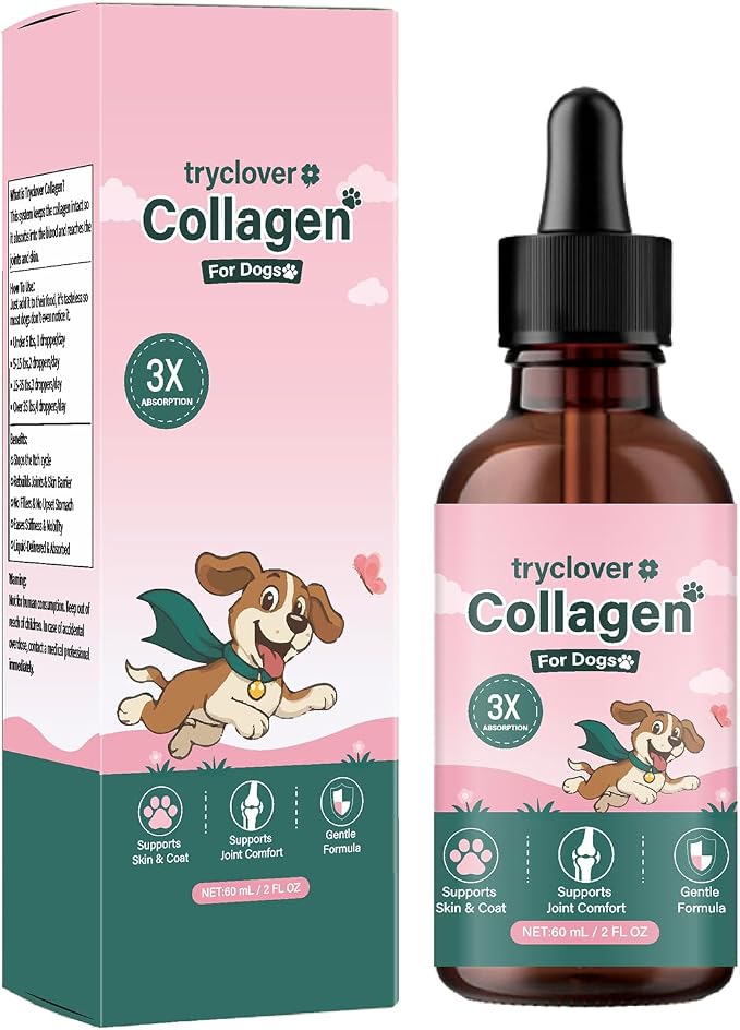 Collagen for Dogs, Bloom Collagen for Dogs, Premium Liquid for Daily Joint Skin Health & Coat, Gentle Formula, Convenient to Add to Food, 60ml (1pcs)