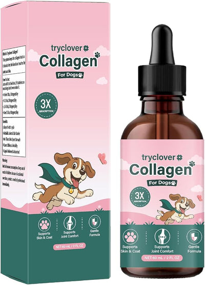 Collagen for Dogs, Bloom Collagen for Dogs, Premium Liquid for Daily Joint Skin Health & Coat, Gentle Formula, Convenient to Add to Food, 60ml (1pcs)