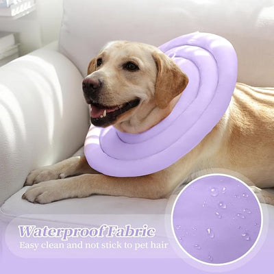 IDOMIK Dog Cone,Waterproof Dog Recovery Collars & Cones,Comfy Protective Pet Neck Donut Collar After Surgery,Soft Cone for Dogs to Stop Licking,Adjustable Elizabethan Collar for Dogs & Cats,Purple,S