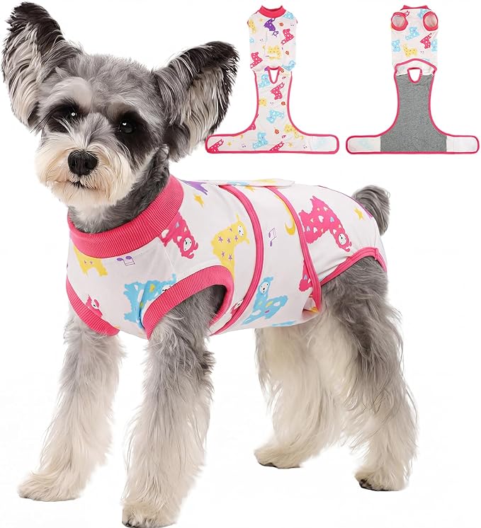 Kuoser Recovery Suit for Dogs After Surgery,Printed Dog Surgery Suit Female Male Spay Neuter,Anti-Licking Dog Onesie for Abdominal Wounds Skin Disease,Pet Surgical Recovery Bodysuit Cone Alternative,S