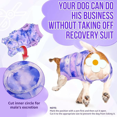 SlowTon Dog Surgery Recovery Suit - Zipper On Dog Onesies After Surgery for Female Male Dogs, Abdominal Wounds Bandages Cone/E-Collar Alternative Dogs Body Suit Shirt Anti-Licking (Purple,4XL)