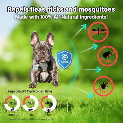 Bug-Off Clip for Dogs, Repels Flea, Tick & Mosquito for 60 Days, Natural Flea and Tick Repellent Collar [Made in Korea] Aegis by KN FLAX (Heart)
