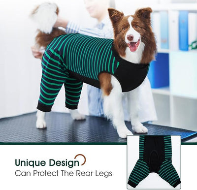 Kuoser Dog Recovery Suit with Anti Licking Rear Leg Sleeve, Green XL | Abdominal Dog Surgical Suit with Pants Cover Protect Wounds, Dogs Elbow Protector Soft Pet Surgery Onesie Cone Alternative