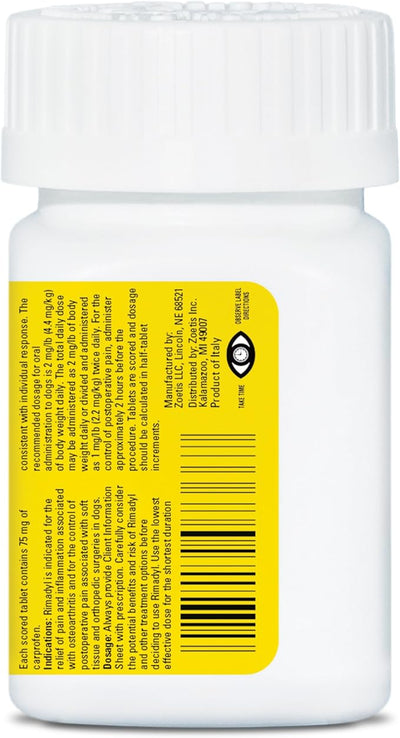 Rimadyl (carprofen) Chewables for Dogs, 75 mg, 30 Tablets