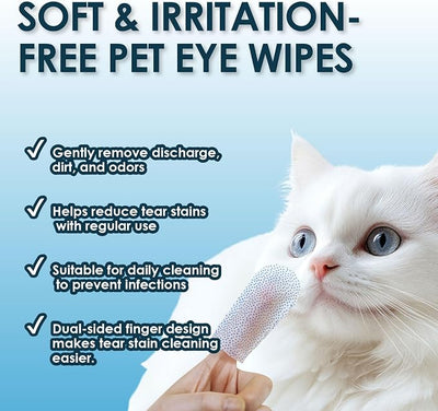 Mooncat Eye Wipes for Dogs & Cats — Tear Stain & Eye Goop Remover, 40ct | Lightens Tear Stains & Clears Eye Goop — Maltese, Poodle, Shih Tzu, Yorkie & Persian. Keeps eye area clean & bright daily.
